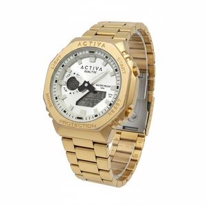 Ativa Gold Stainless Steel Dual-Display Watch